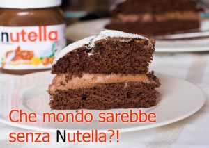 piece of nutella cake with "Che mondo sarebbe senza Nutella?!"