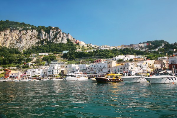 Capri is located in the Tyrrhenian Sea off the Sorrentine Peninsula