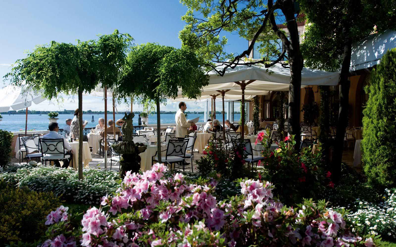 Terrace amongst the luxurious gardens at Hotel Cipriani
