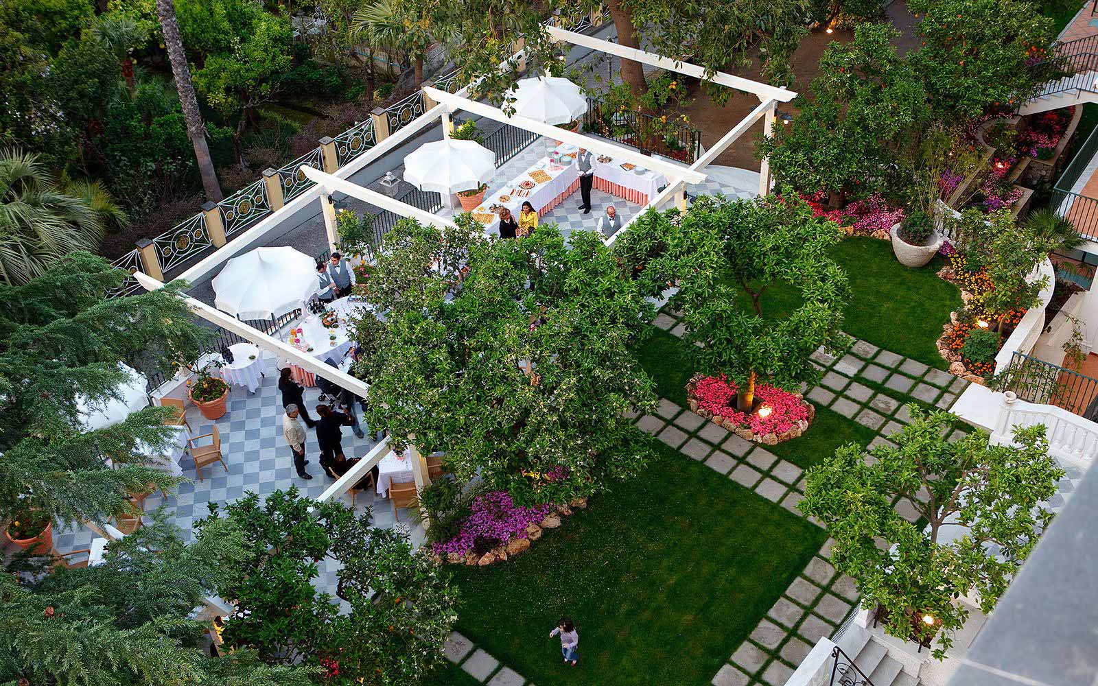 Garden terrace at the Grand Hotel La Favorita