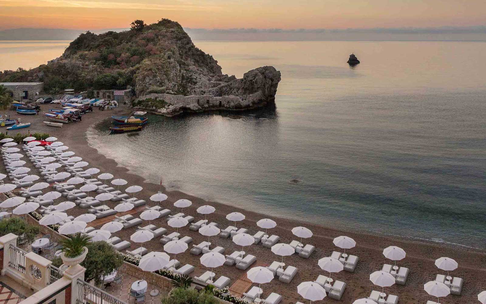 Private Beach at Grand Hotel Mazzaro Sea Palace